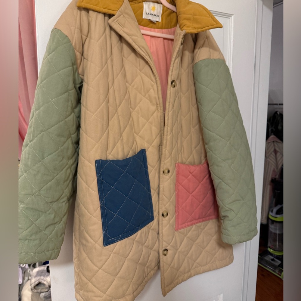 LF Markey Quilted Color Block Coat